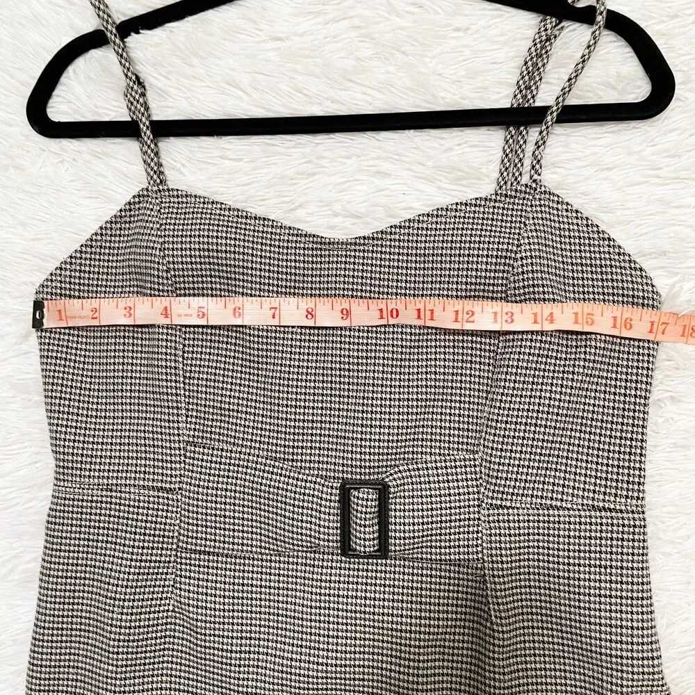 Women Free People My Girl Houndstooth Mini Dress in Medium Gray Size 12